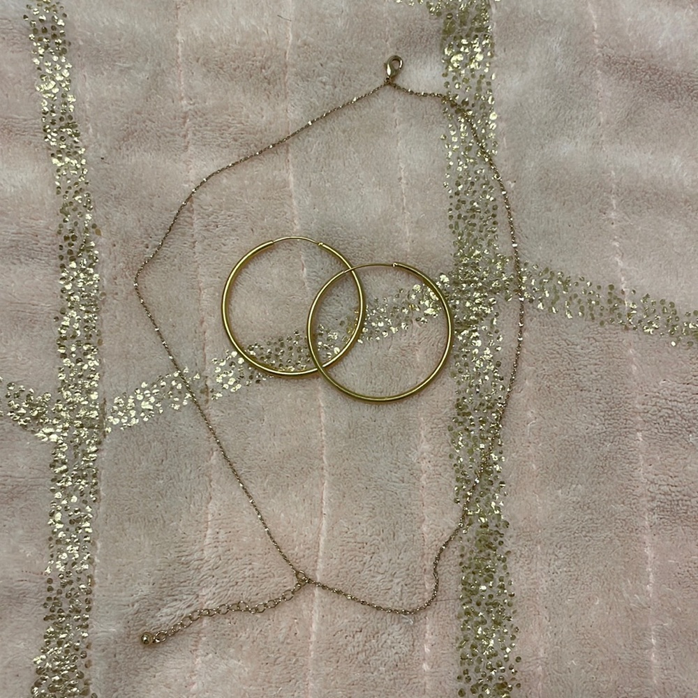 Frasier Sterling gold hoops and necklace